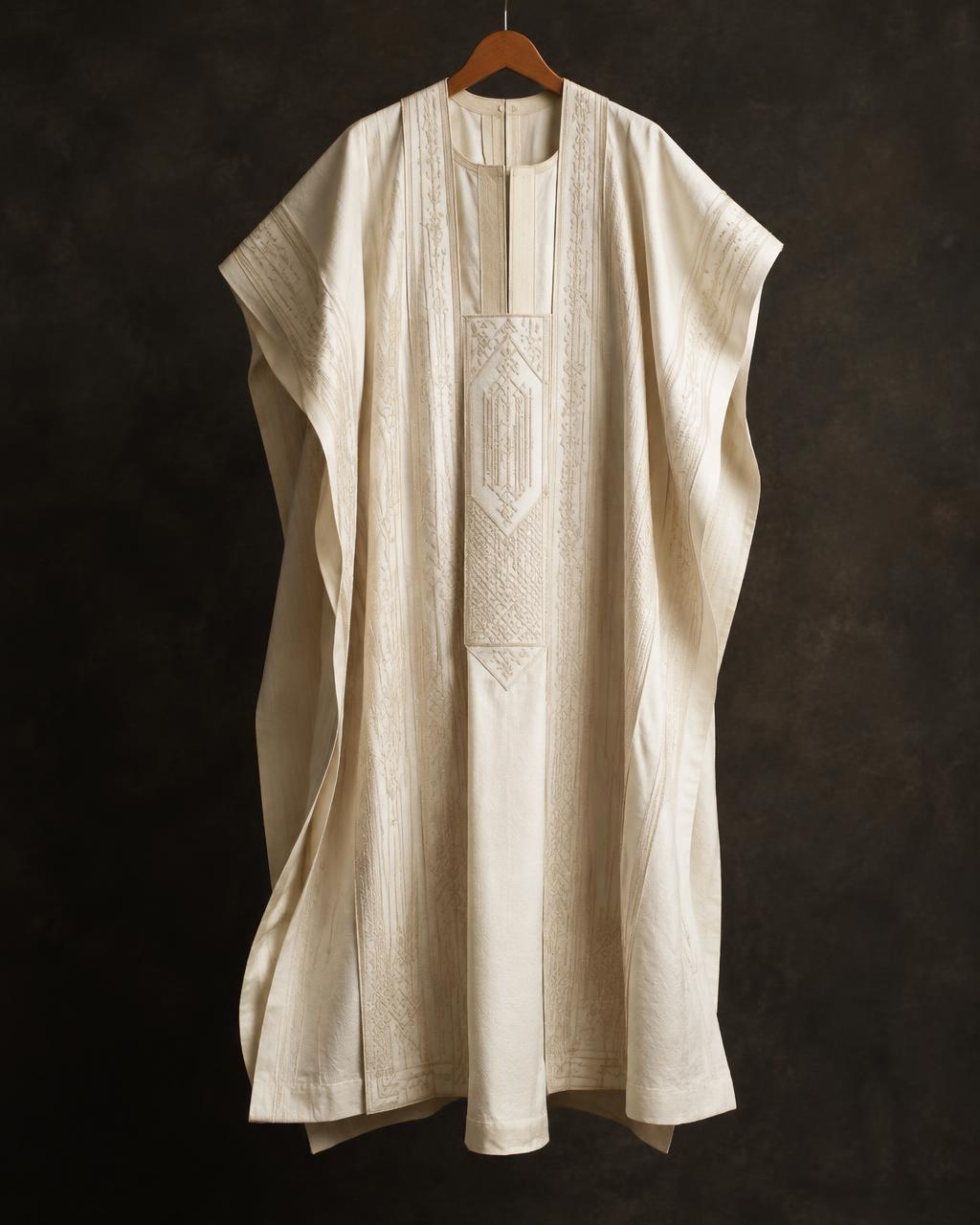 Embroidered ivory agbada